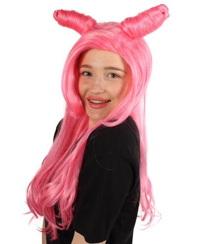 女性用 H-5857 セクシー ドラゴン レディ ピンク バン ウィッグ ハロウィンに最適 難燃性合成繊維
