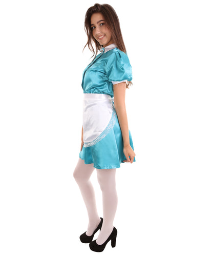 大人用女性の JCO-328_19 フレンチエプロンメイド制服 アクアブルー コスプレコスチューム