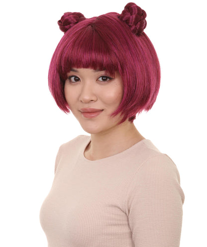女性用アニメバンズウィッグ H-4620 ダークパープルバンズ コスプレパーティーウィッグ プレミアム通気性キャップレスキャップ