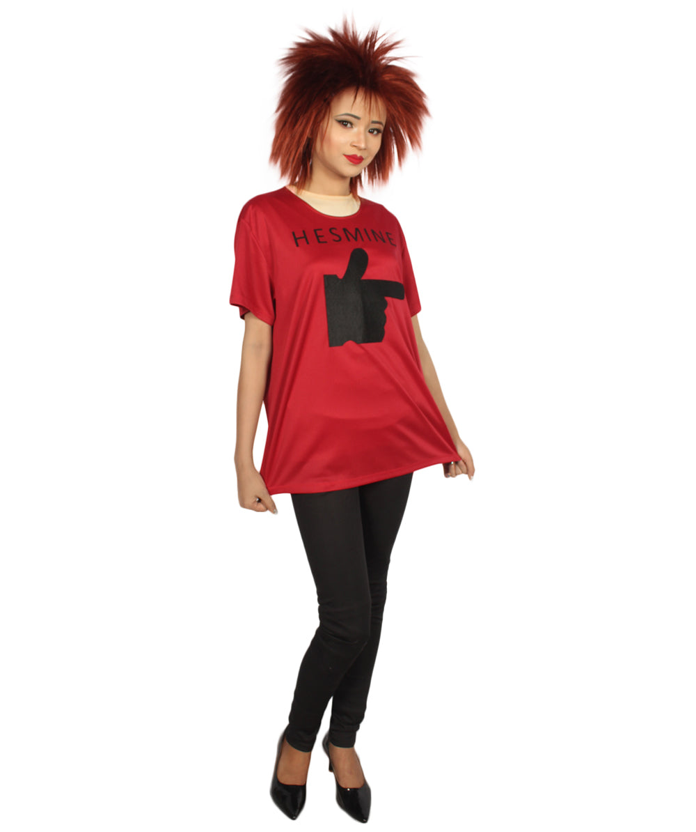 大人向け女性用 バレンタインデー ワインレッド マッチング カップル "He's Mine" Tシャツ コスプレ コスチュームコレクション