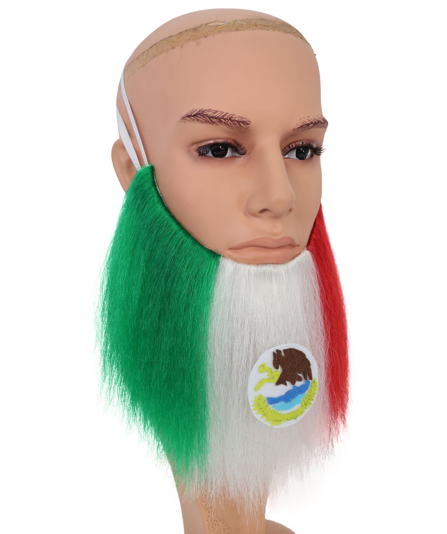 Wigs2you MU-001 メキシコ国旗のひげ | 9.5インチ 合成緑、白、赤のコスチュームひげ | イベント用の愛国的なヘアピース
