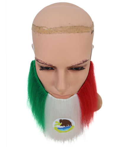 Wigs2you MU-001 メキシコ国旗のひげ | 9.5インチ 合成緑、白、赤のコスチュームひげ | イベント用の愛国的なヘアピース