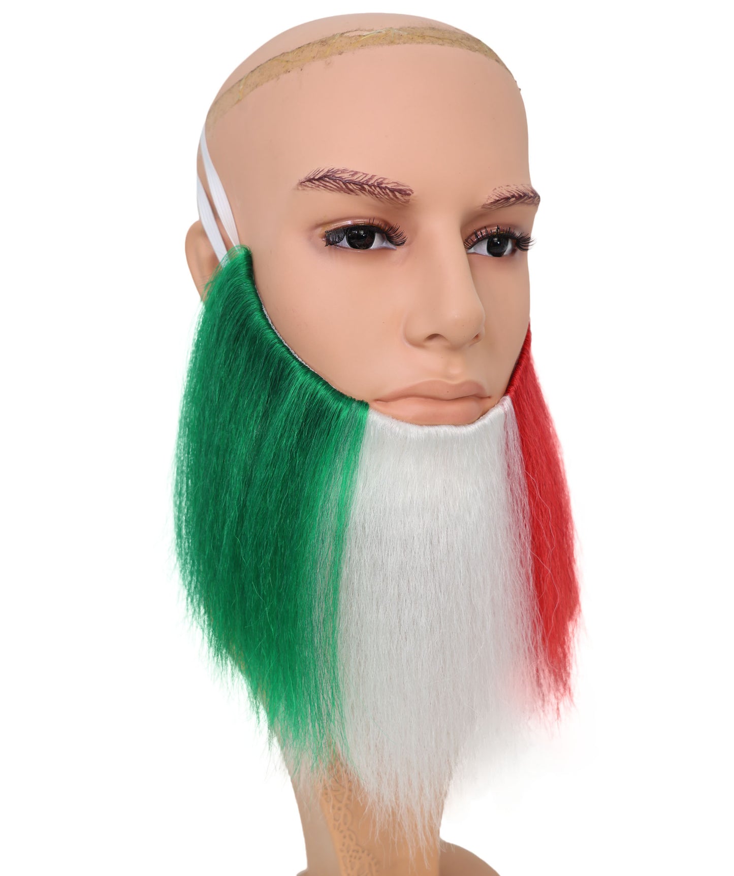 Wigs2you MU-002 イタリアのトリコロールひげ | 9.5インチ 緑、白、赤のひげ | イタリアのイベントやコスプレに最適な合成ひげ