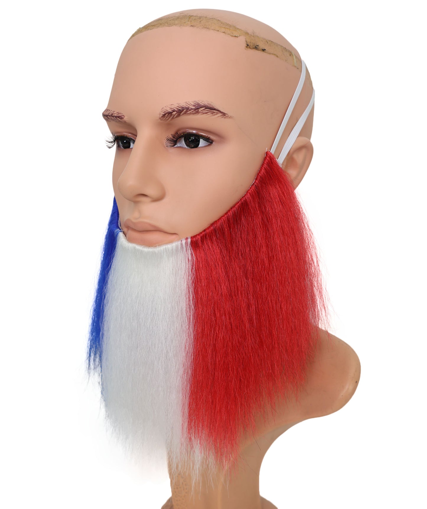 Wigs2you MU-003 フランス国旗のトリコロールひげ | 9.5インチ ブルー ホワイト レッド ひげ | フランスのイベントやコスプレに最適な合成コスチュームひげ