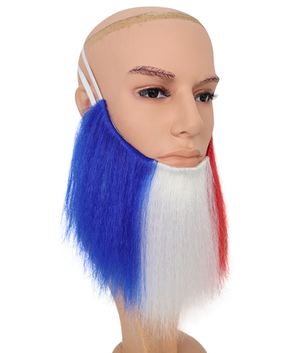 Wigs2you MU-003 フランス国旗のトリコロールひげ | 9.5インチ ブルー ホワイト レッド ひげ | フランスのイベントやコスプレに最適な合成コスチュームひげ