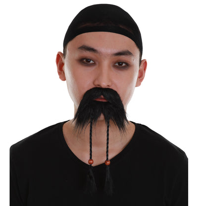 Wigs2you MU-037 大人用 メンズ デラックス 海賊風 口ひげ＆あごひげ コンボ | ブラックカラー 厚手 ストレート