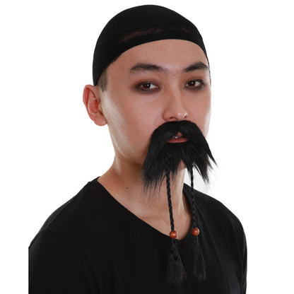 Wigs2you MU-037 大人用 メンズ デラックス 海賊風 口ひげ＆あごひげ コンボ | ブラックカラー 厚手 ストレート