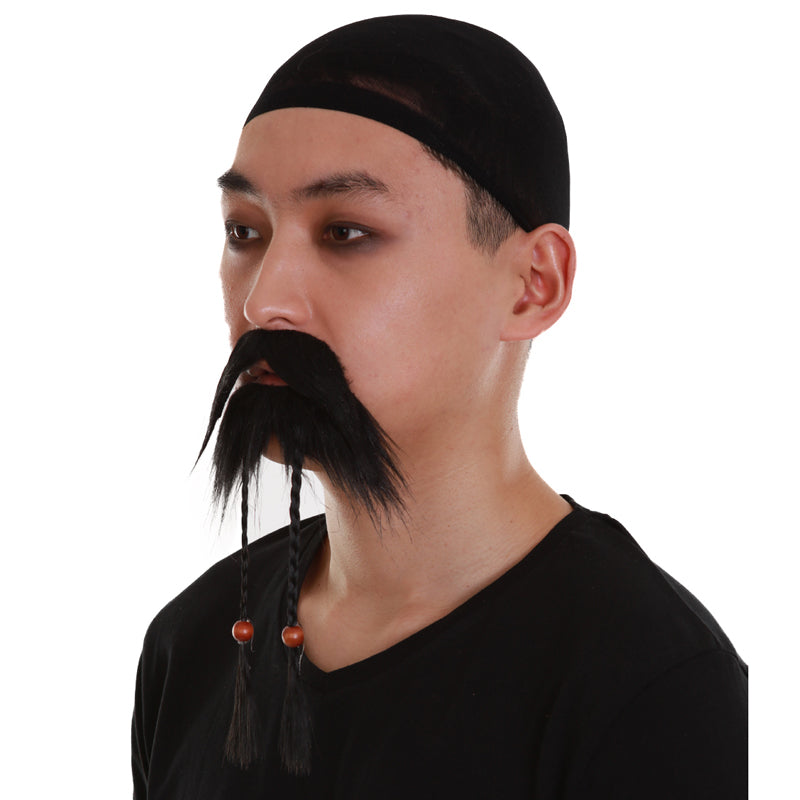 Wigs2you MU-037 大人用 メンズ デラックス 海賊風 口ひげ＆あごひげ コンボ | ブラックカラー 厚手 ストレート