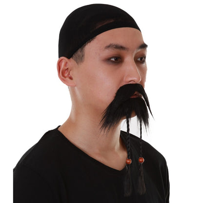 Wigs2you MU-037 大人用 メンズ デラックス 海賊風 口ひげ＆あごひげ コンボ | ブラックカラー 厚手 ストレート