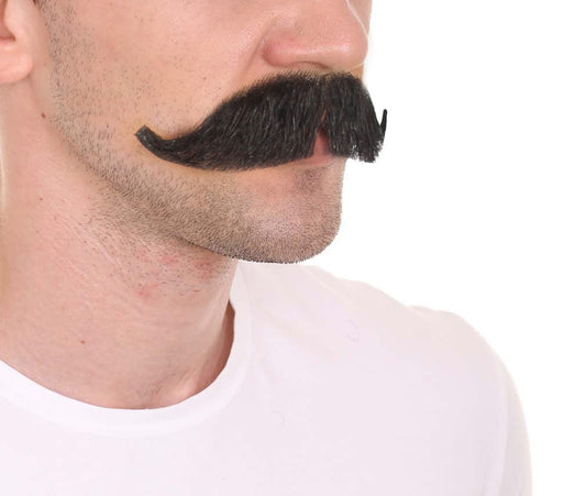 Wigs2you MU-039 大人用 メンズ プチハンドルバー ワイアット・アープ 口ひげ | ブラック | ノベルティ つけひげ | 大人用コスチュームアクセサリー