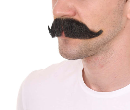 Wigs2you MU-039 大人用 メンズ プチハンドルバー ワイアット・アープ 口ひげ | ブラック | ノベルティ つけひげ | 大人用コスチュームアクセサリー
