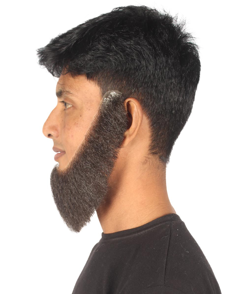 Wigs2you MU-057 メンズロングビアードセット（チンカーテンスタイル）｜黒コスプレビアード
