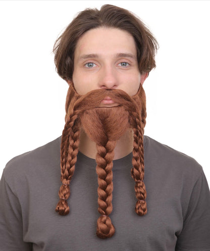 Wigs2you MU-058 大人用メンズ 赤みがかった茶色の編み込みバイキングひげと口ひげ