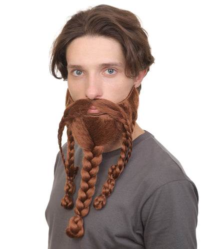 Wigs2you MU-058 大人用メンズ 赤みがかった茶色の編み込みバイキングひげと口ひげ