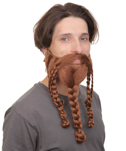 Wigs2you MU-058 大人用メンズ 赤みがかった茶色の編み込みバイキングひげと口ひげ
