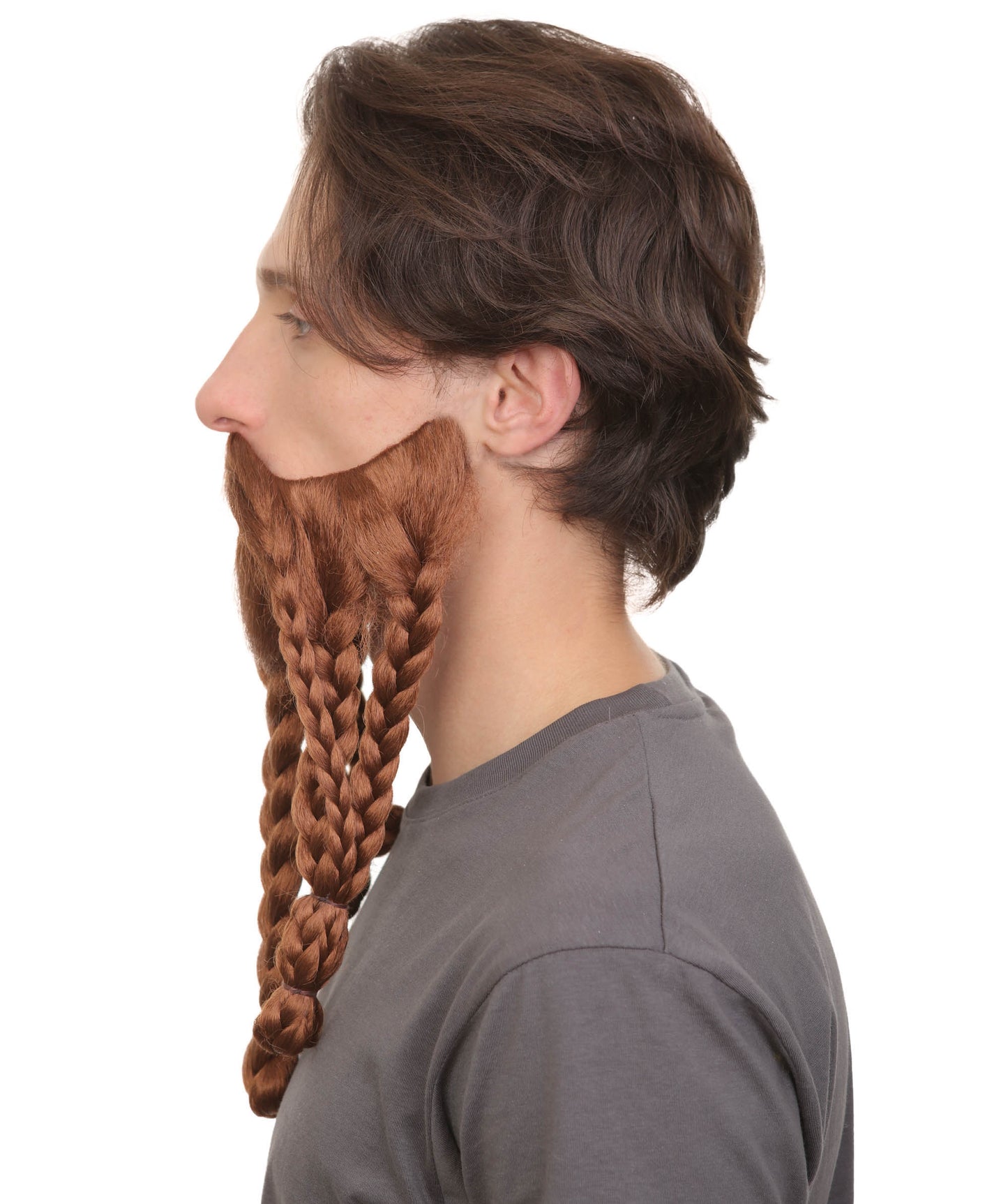 Wigs2you MU-058 大人用メンズ 赤みがかった茶色の編み込みバイキングひげと口ひげ