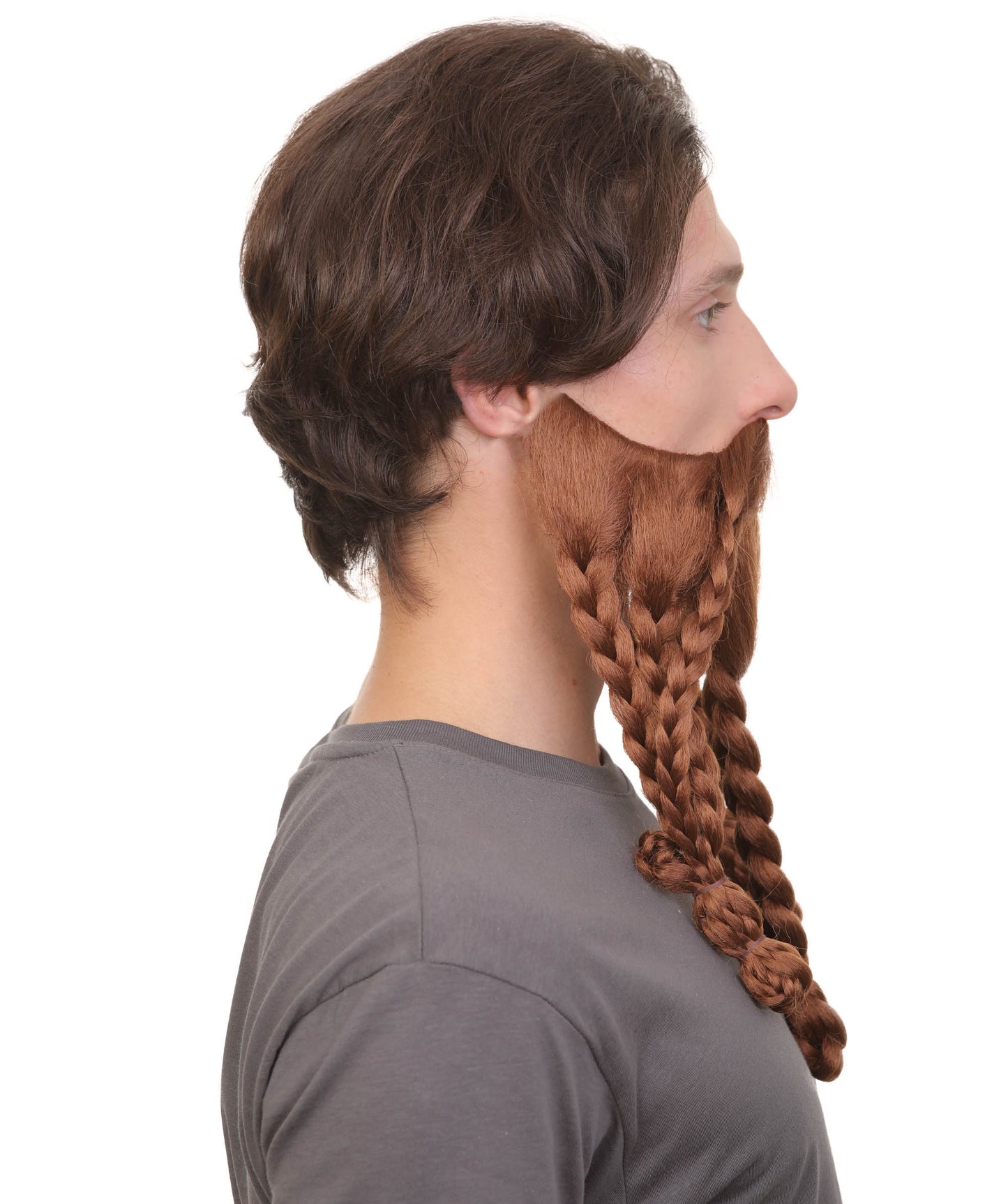 Wigs2you MU-058 大人用メンズ 赤みがかった茶色の編み込みバイキングひげと口ひげ