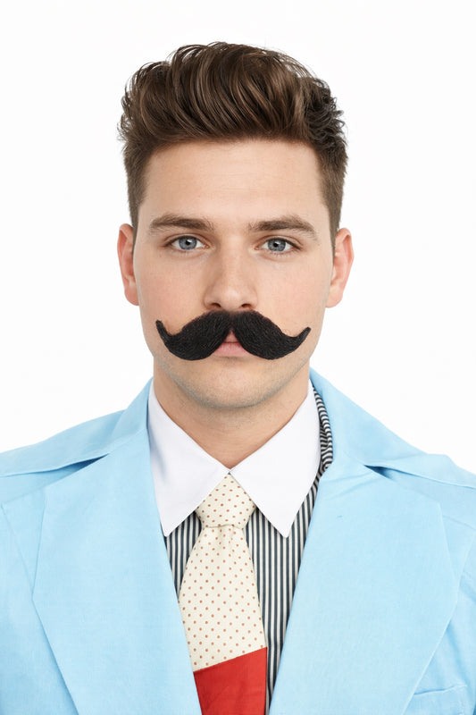 Wigs2you MU-059 メンズ フックスタイル 口ひげセット | 黒 コスプレ ひげ