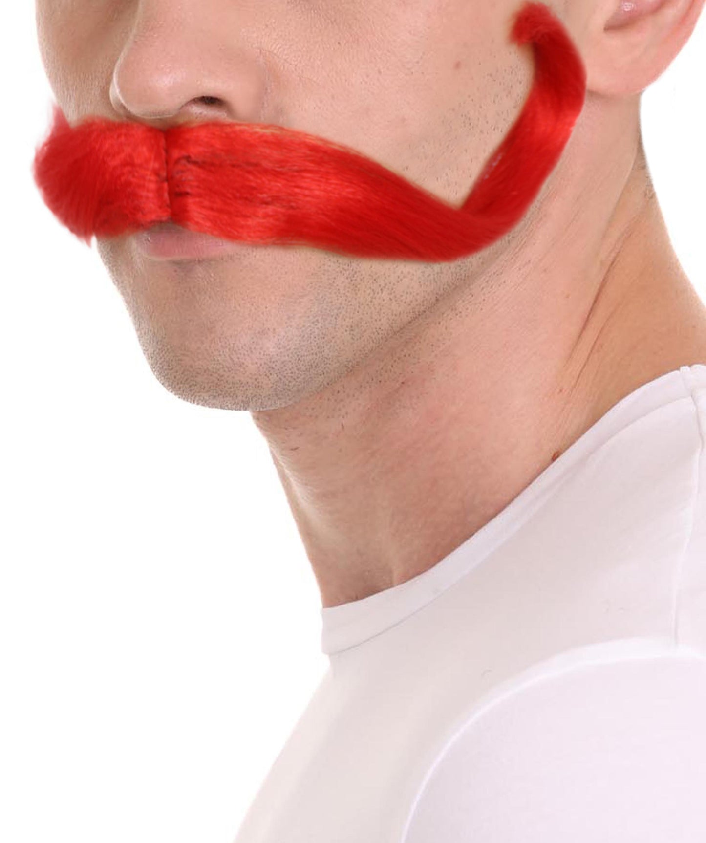 Wigs2you MU-083 トロールワールドツアー | メンズ トロール レッド ストレートハンドルバー 口ひげ