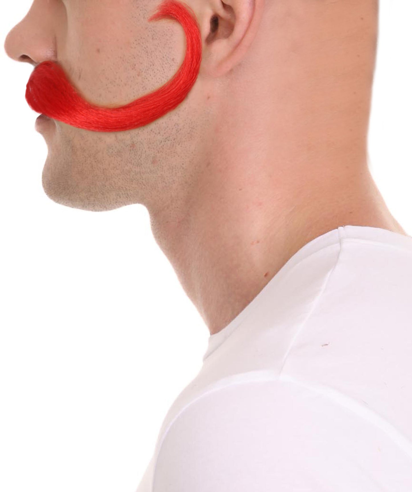 Wigs2you MU-083 トロールワールドツアー | メンズ トロール レッド ストレートハンドルバー 口ひげ