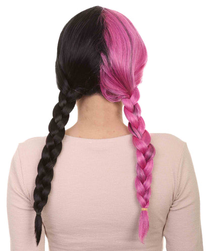 Wigs2you ハロウィンパーティープレミアムレディース H-1797 着け心地が良い とても快適 独占コスプレウィッグ メラニーピンクとブラックの三つ編みスタイル