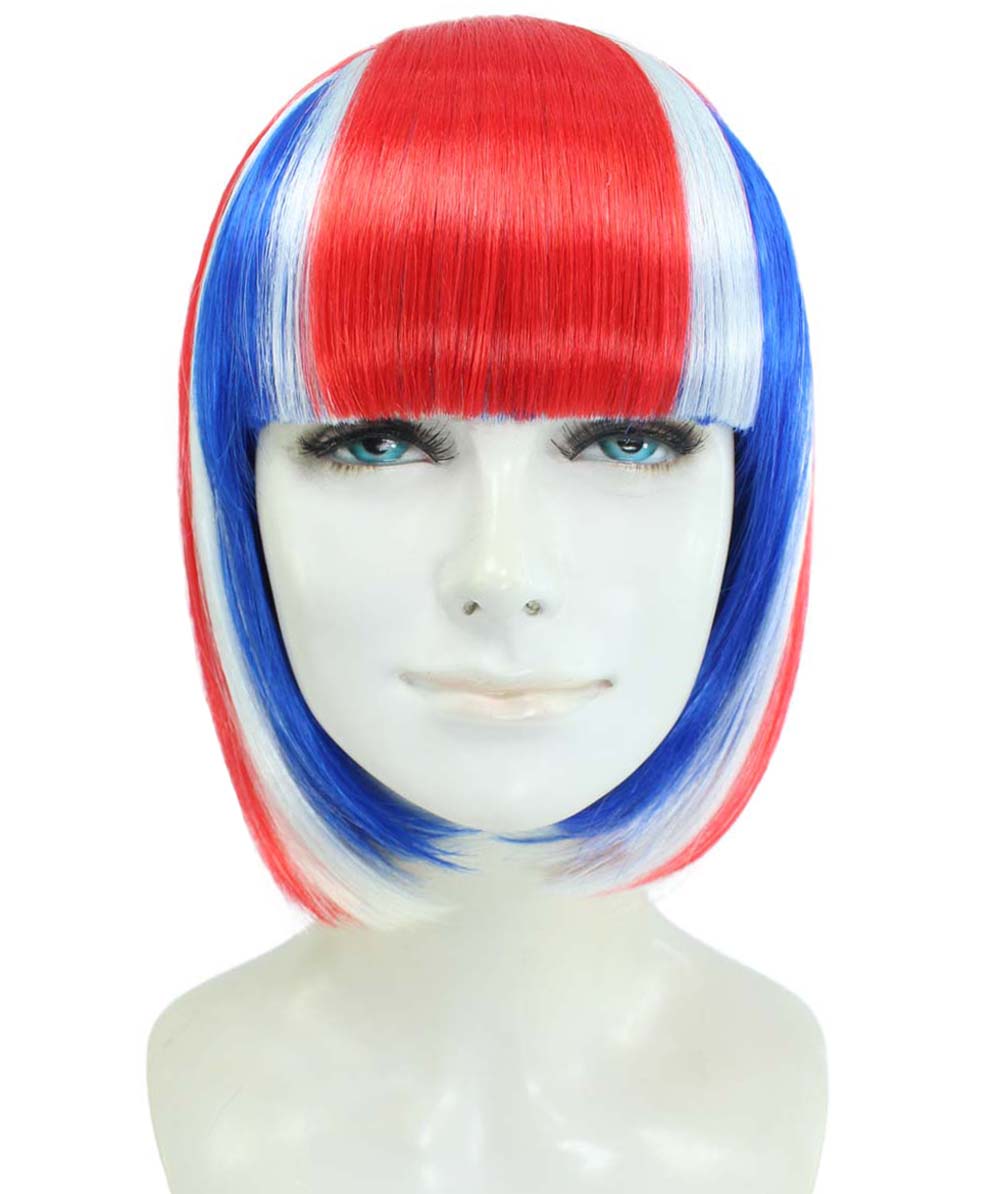 ハロウィンパーティープレミアムレディース Flag-002 ボブウィッグ マルチカラー ファンシーキャラクターファッションウィッグ ソフト合成繊維