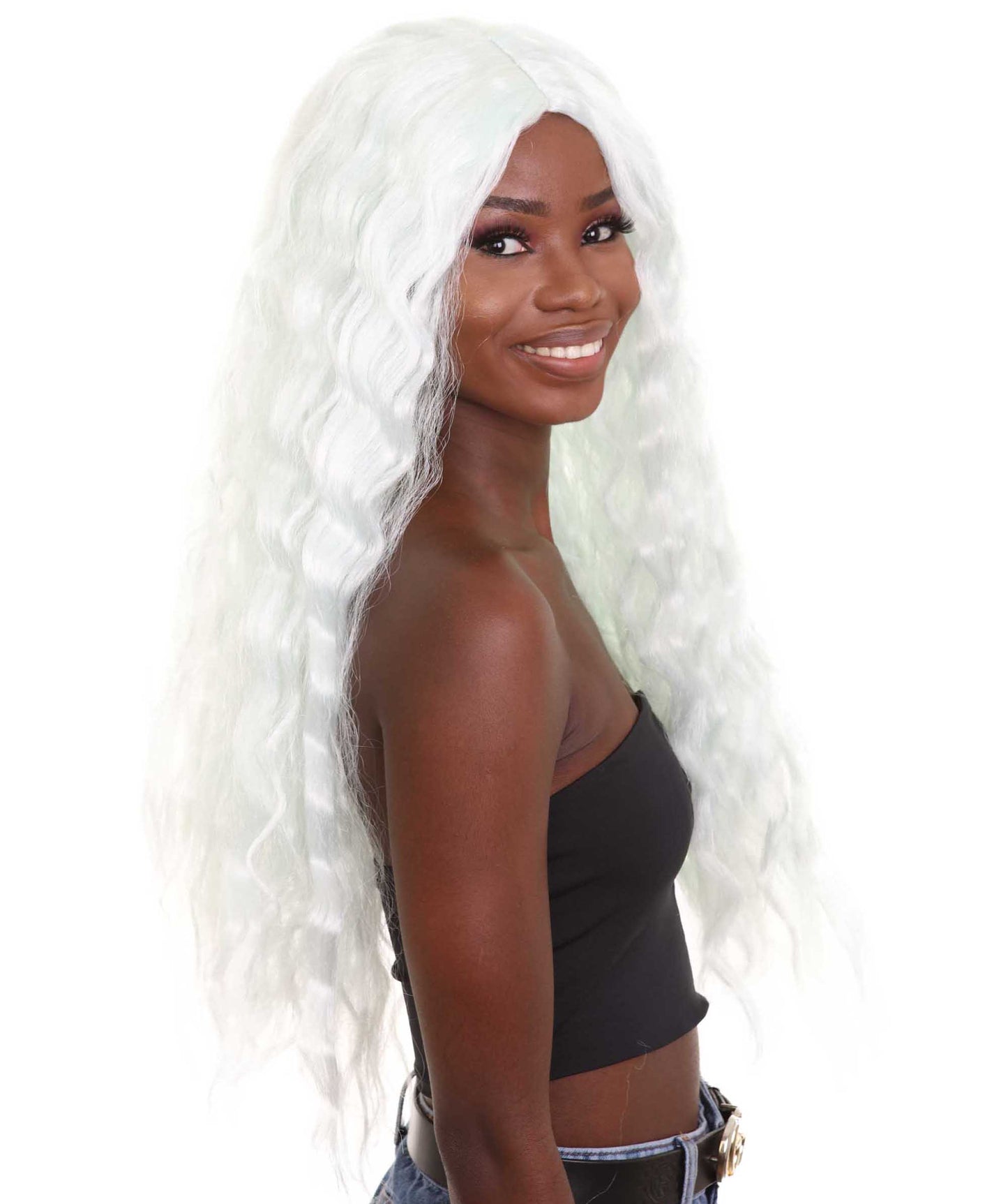 ハロウィンパーティープレミアム レディース H-5254 ショルダーレングスダブルバンブラックヘアウィッグ ブラック