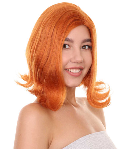 プレミアムハロウィンパーティーレディ H-5460 ミディアムレングス ベスチェスプレイヤーウィッグ オレンジ