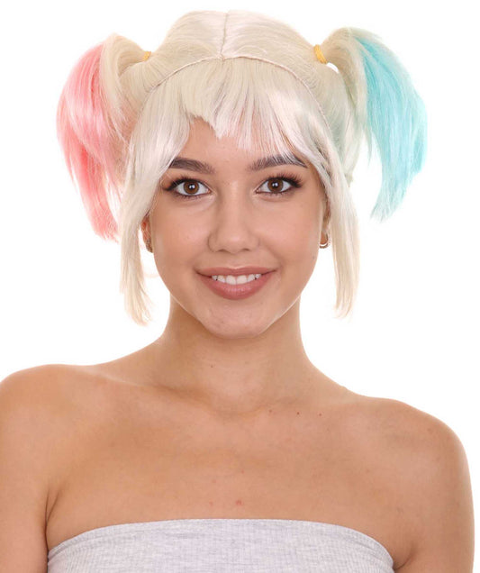 Wigs2you H-5240女性のマルチカラーストレートショートピッグテールウィッグ、プレミアム通気性Caplessキャップ