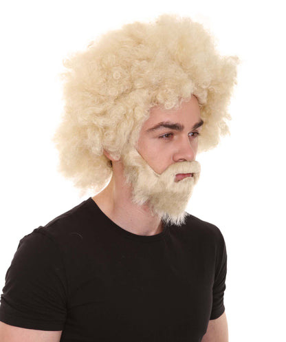 大人 男女兼用 80年代 画家風 アフロウィッグ 顎髭と口髭セット ブロンド H-5115 シンプルでクラシックなセレブコスチューム プレミアムハロウィンウィッグ