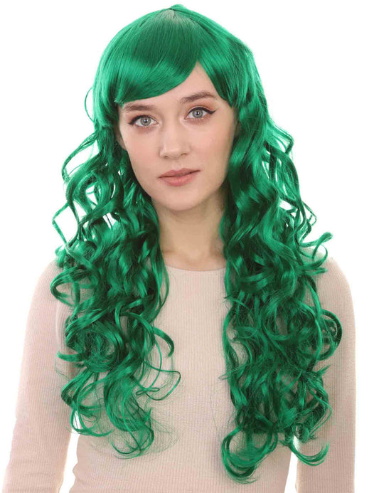 Wigs2you ハロウィン パーティー プレミアム レディース H-663 ロング グリーン カール ウィッグ