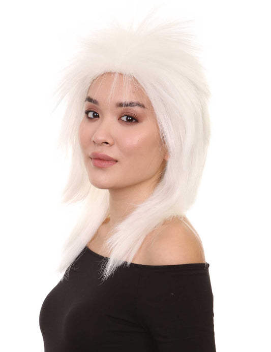Wigs2you ハロウィン パーティー プレミアム H-1323 簡単に着用でき 快適なフィット感 80 年代女性ホワイト ロッカー スタイルウィッグ