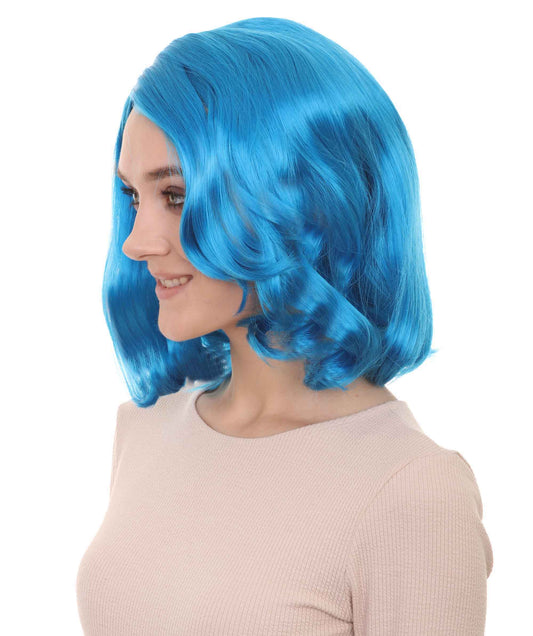 Wigs2you ハロウィン パーティー プレミアム 簡単に着用できる H-1153 とても快適なネオン ブルー カーリー レディ ウィッグ