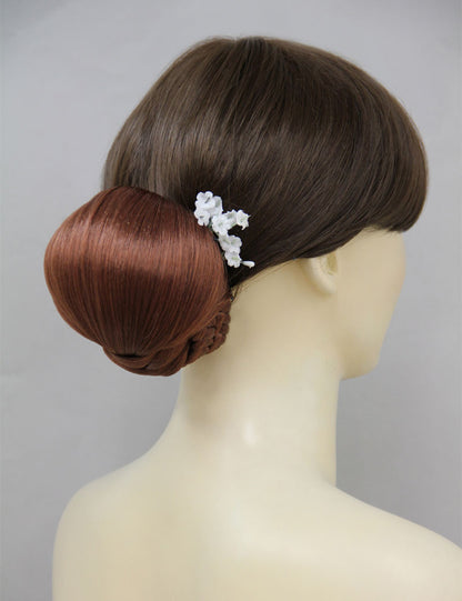 女性 W-8419 のクリーンでナチュラルなラップシニョンバンズヘアスタイル ミディアムオーバン 合成繊維