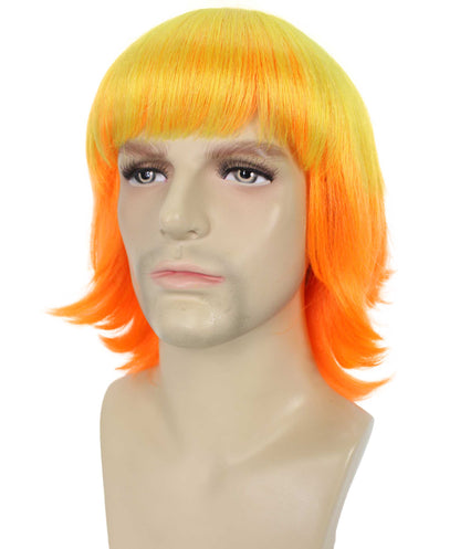 ハロウィンパーティ プレミアムメンズ H-5651 デーモンハンターアニメコスプレ イエローオレンジブロンドグラデーションウィッグ 合成繊維の髪