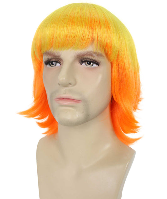 ハロウィンパーティ プレミアムメンズ H-5651 デーモンハンターアニメコスプレ イエローオレンジブロンドグラデーションウィッグ 合成繊維の髪