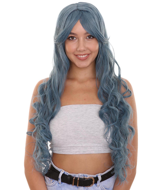 Wigs2you ハロウィンパーティ プレミアムレディース H-2033 着用しやすく とても快適 ロングブルーカーリーウィッグ