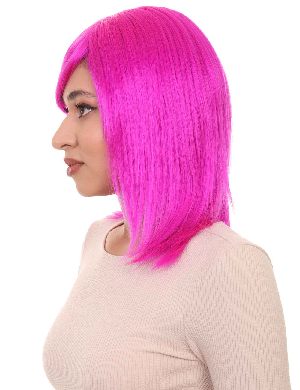 Wigs2you ハロウィン パーティー プレミアム H-1431 簡単に着用でき 快適なフィット感の女性ショート ネオン フューシャ ウィッグ