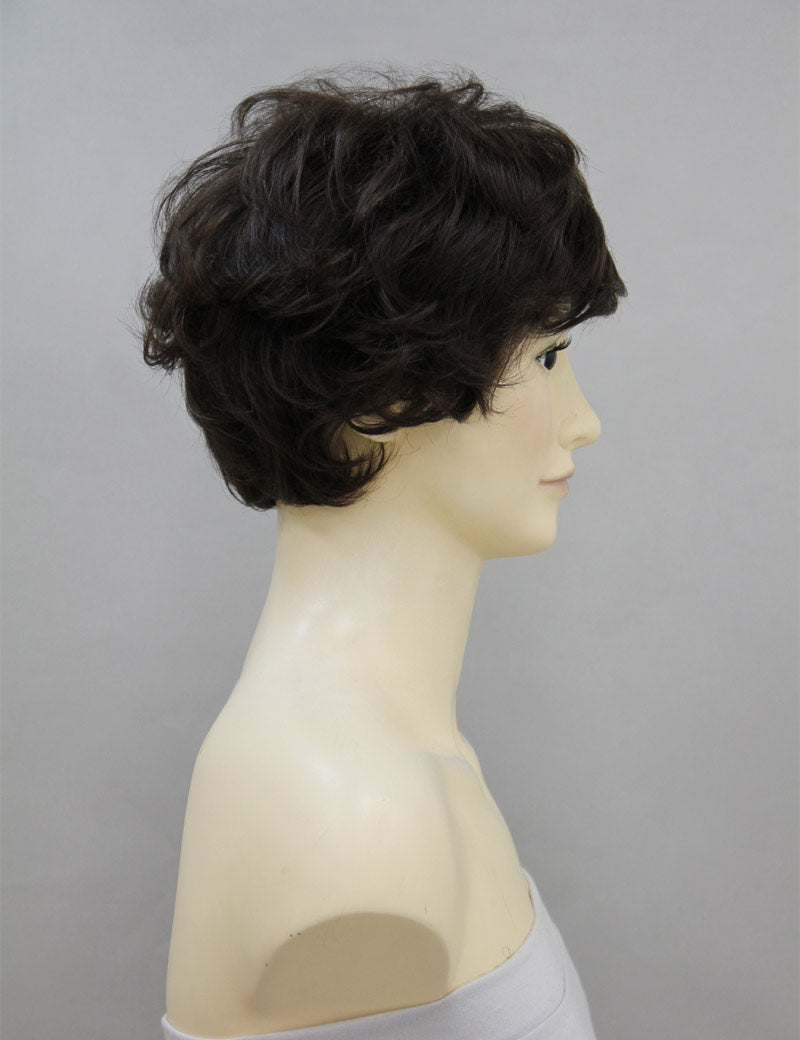 Mrs Styles 年齢 30-40 ショート Sleek Sheen ヒューマンヘア ブレンド フロンタル レース ウィッグ