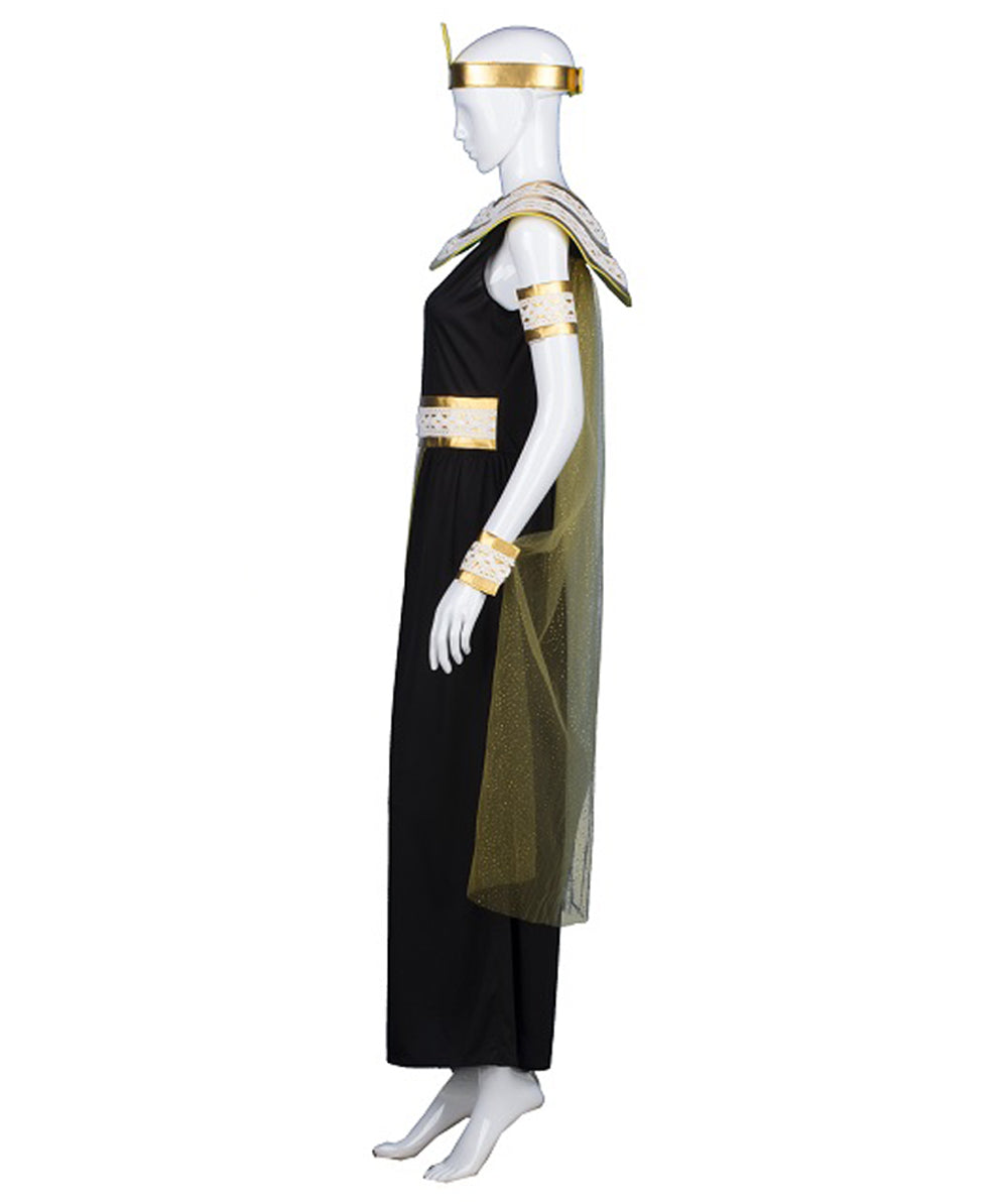 女性 JCP-191 のエジプト女王 歴史的 ハロウィンコスチューム ブラックとゴールド コスプレコスチューム