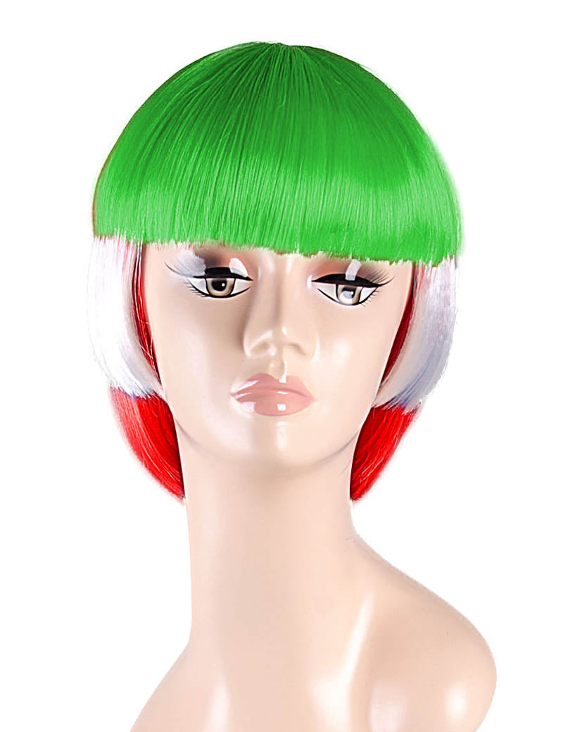 ハロウィンパーティープレミアムレディース Flag-002 ボブウィッグ マルチカラー ファンシーキャラクターファッションウィッグ ソフト合成繊維