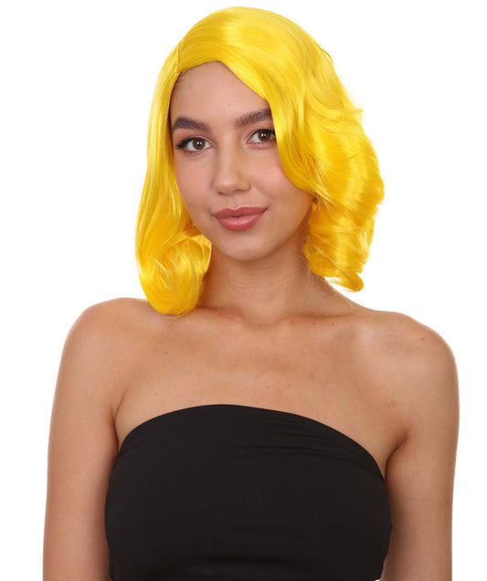 Wigs2you ハロウィン パーティー プレミアム 簡単に着用できる H-1126 とても快適なイエロー カーリー レディ ウィッグ