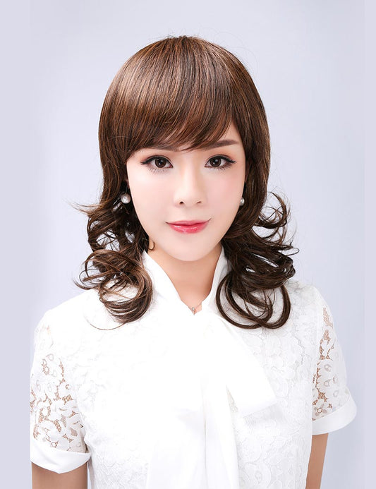 毛先カールのロングウィッグです！前髪短めでとってもキュート女性らしいフェミニンなスタイルです！ ウィッグネット付き W-503