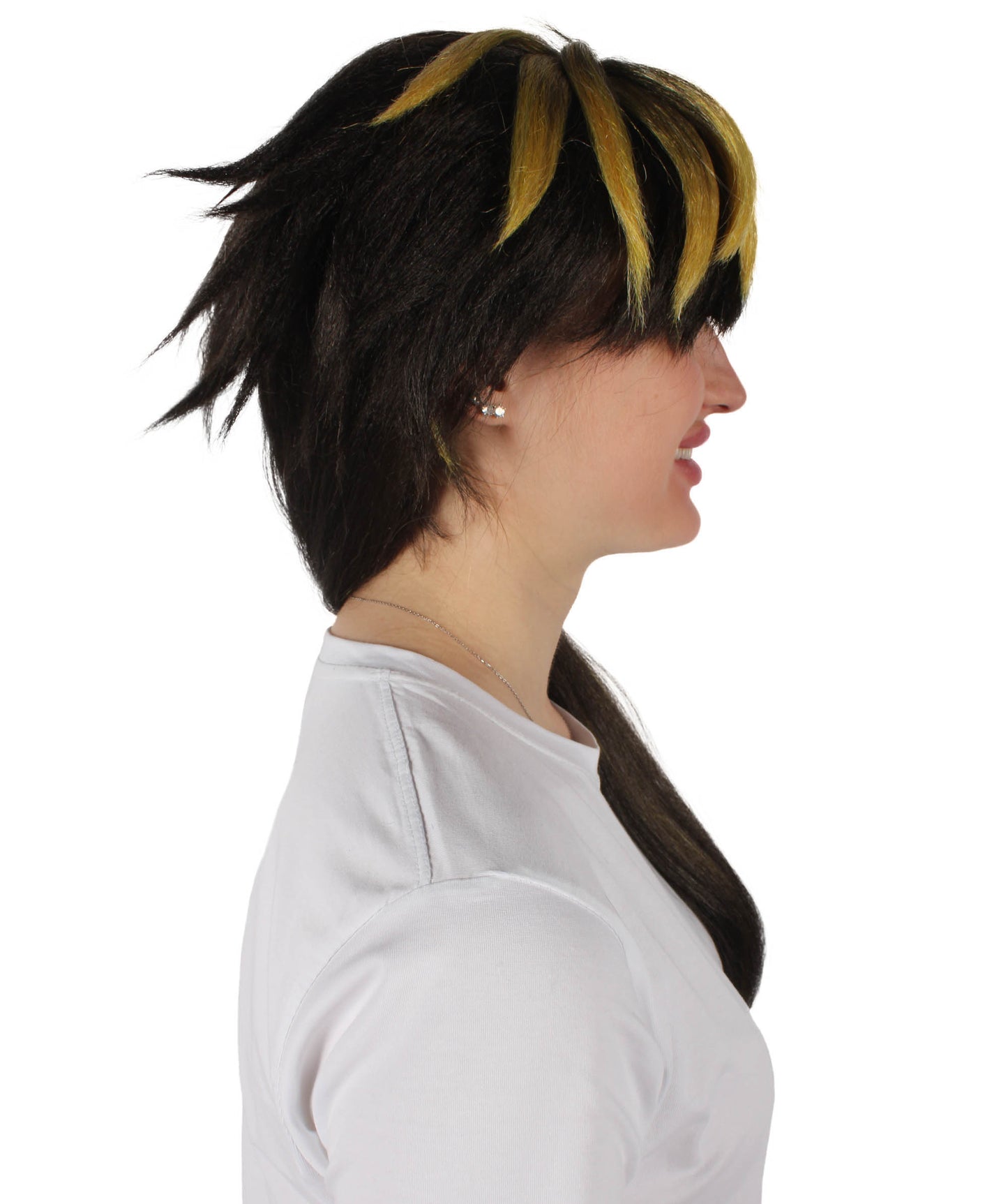 Wigs2you H-6929 レディース ビジュアル系ミュージシャン風 ブラック＆イエローウィッグ｜ハロウィンにぴったり｜難燃性合成繊維