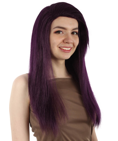 女性用ロングストレートサイドパートコスプレウィッグ ダークパープル H-5220_11 ファンシースタイル プレミアムハロウィンパーティーウィッグコレクション