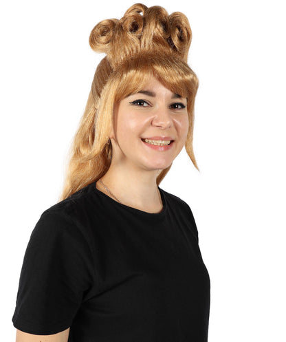 美しい女性の H-6241 英国のドラッグ クイーン ブロンド ウィッグ コスプレに最適 難燃性合成繊維