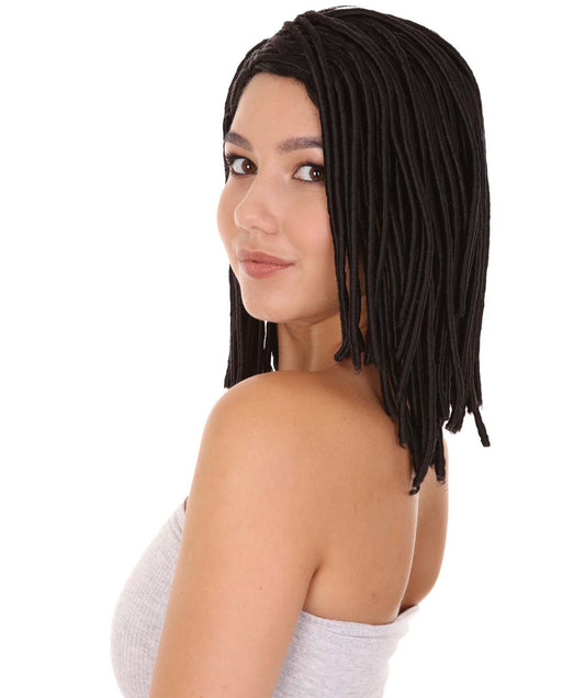 Wigs2youハロウィンパーティープレミアムレディースH-1955 着けやすい 非常に快適 ショートブラックドレッドロックウィッグ