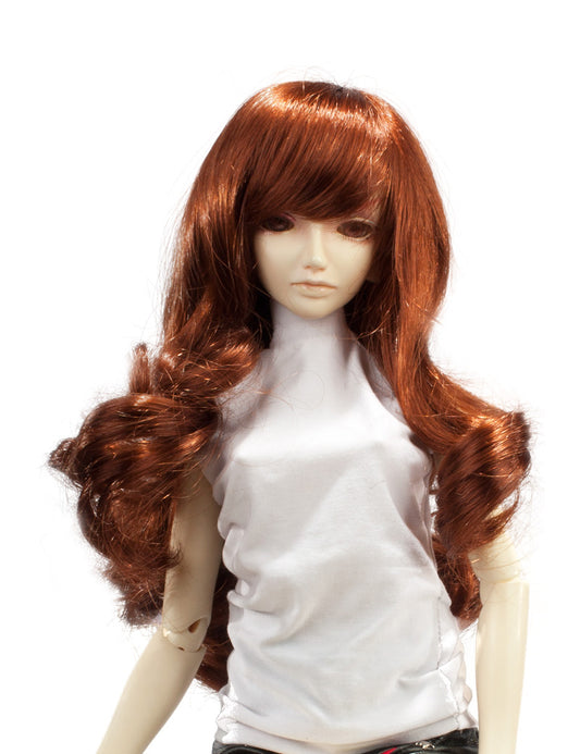 滑らかなスウィーピングバングス 魅力的なヘアスタイルの人形のウィッグ W-708 ブリックブロンド