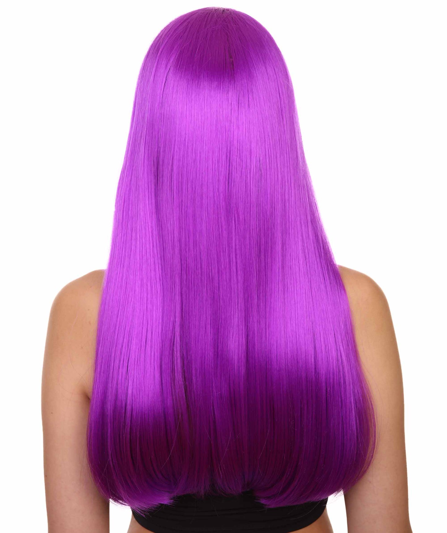 ロングボブネオンパープル女性用ウィッグ H-3361 華やかなパーティーイベント準備完了のハロウィンウィッグ プレミアム通気性のあるキャップレスキャップ