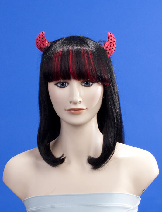プレミアムレディース H-139 ブラックレッドHL パーティー準備完了 豪華なハロウィンウィッグ